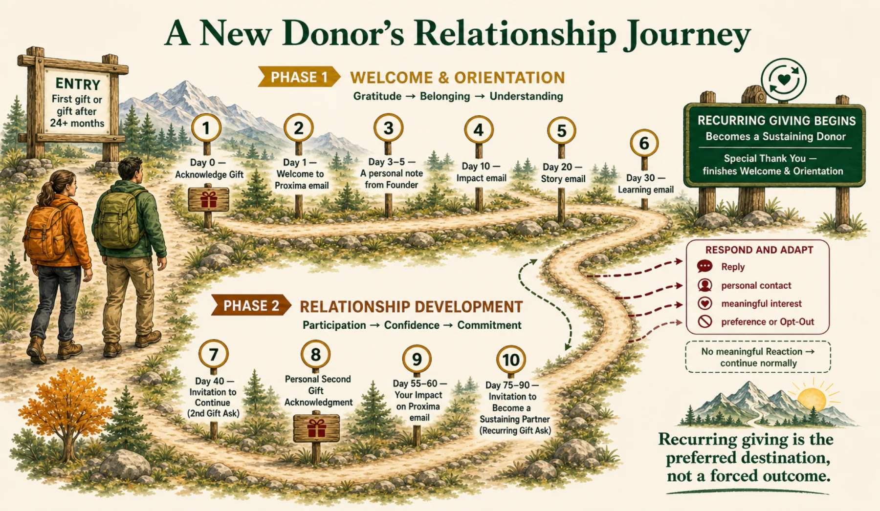 The ten-touchpoint Starting Donor relationship journey
