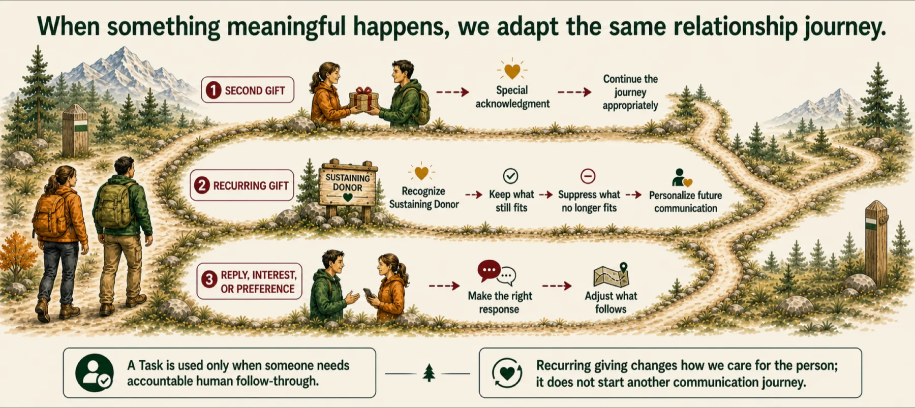 Starting Donor response paths within one donor relationship journey