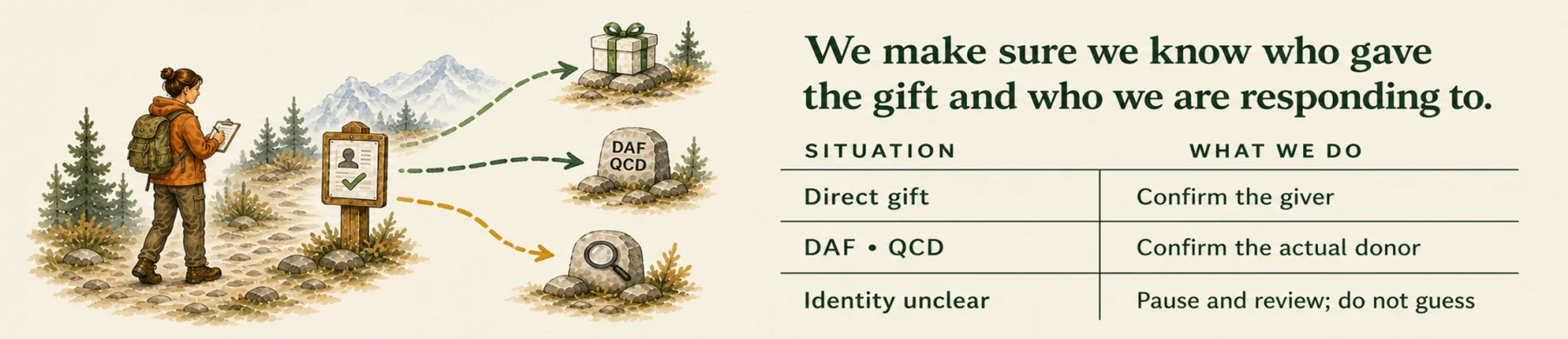 Gift Acknowledgment People identification illustration